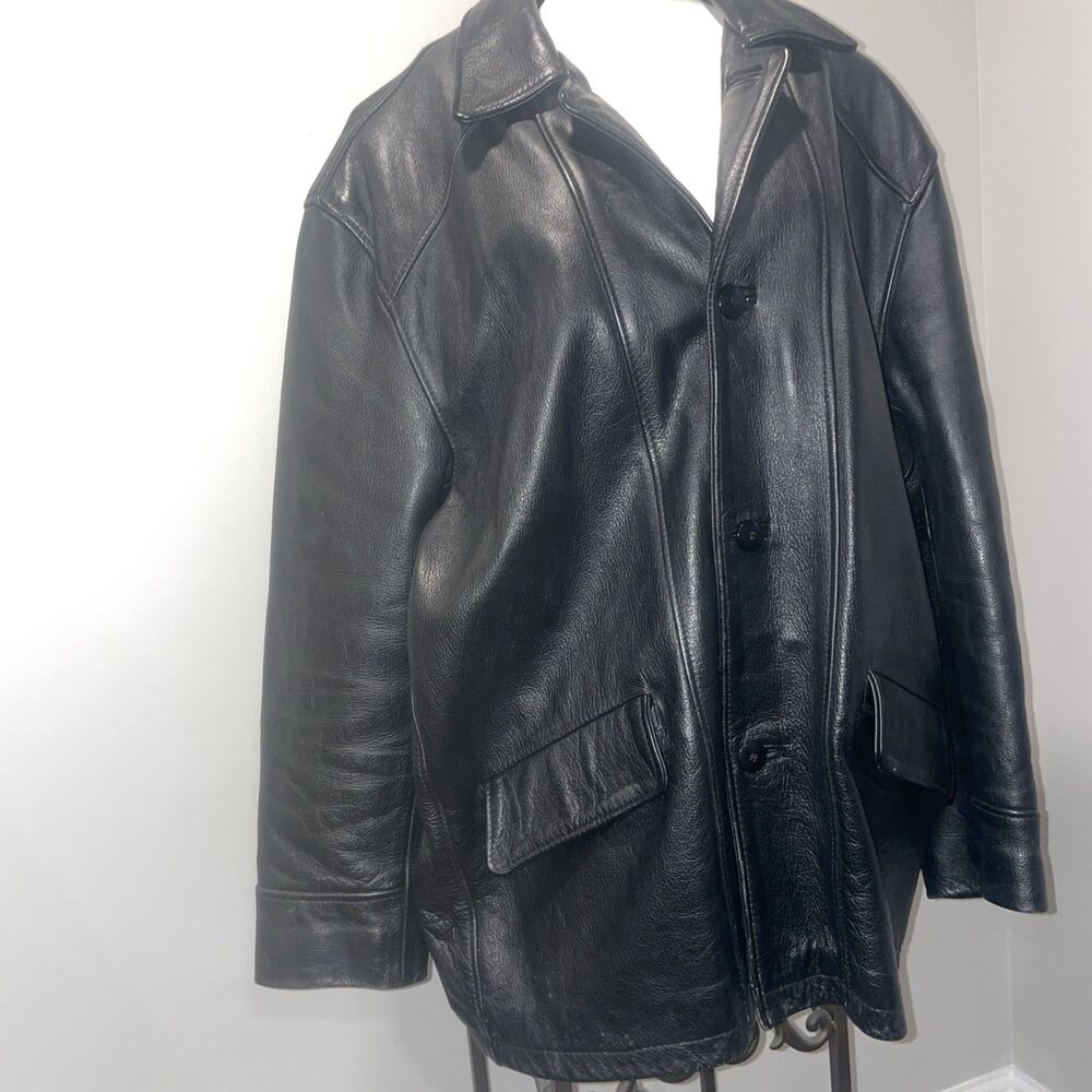 Vintage black echtes leder MENS leather motorcycle jacket flight driving XL/XXL